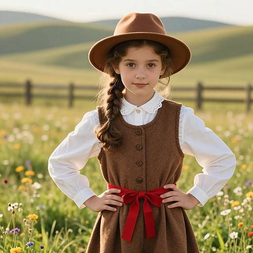 Confident Girl in Sunlit Meadow