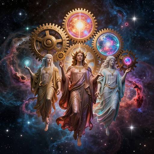 Surreal Celestial Gods in Cosmos