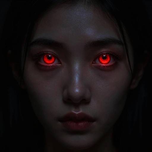 Glowing Red Eyes in Darkness