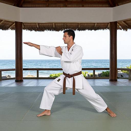 Karate Stance with Ocean View