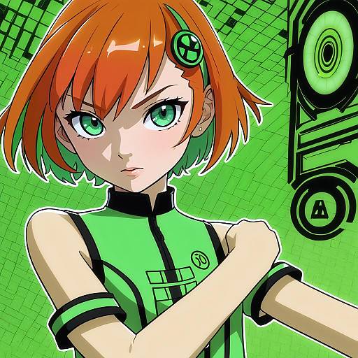 Illustration of Gwen tennyson, ben 10 in the style of Metata