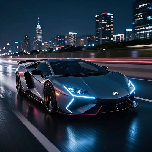 Sleek Futuristic Sports Car Nightscape