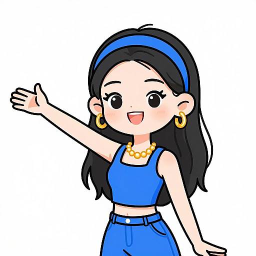 Joyful Young Woman Cartoon Character