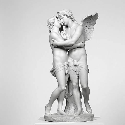 Cupid and Psyche Statue in Marble