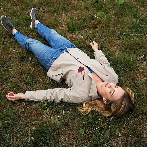 Woman in Beige Jacket on Grass