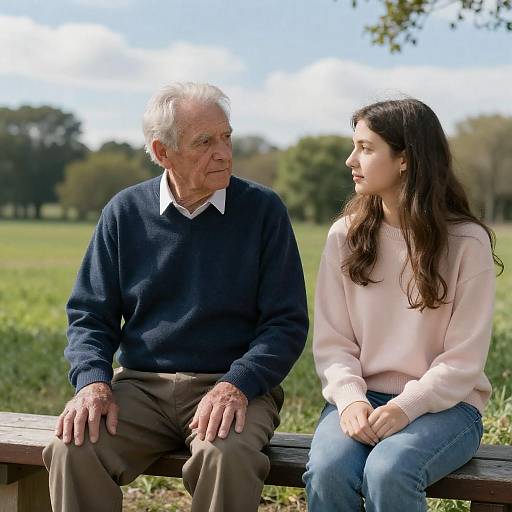 Old Man and Young Woman in a Park