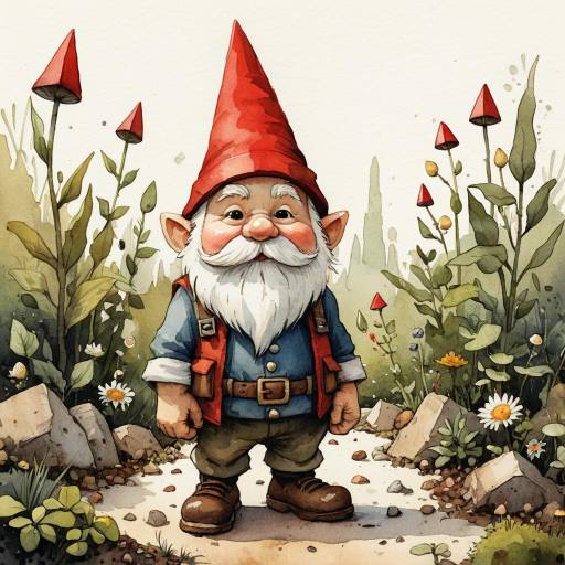 Watercolor Garden Gnome Illustration