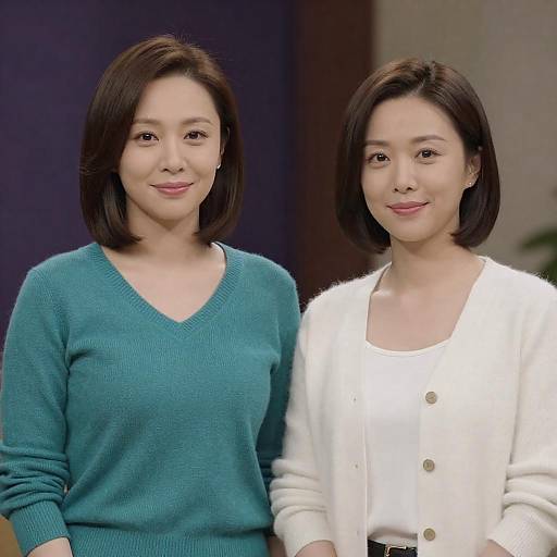 Portrait of Two Women in Sweaters