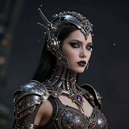 Futuristic Gothic Woman with Mechanical Armor