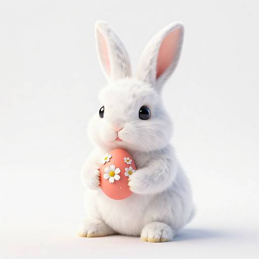 Easter Bunny with Coral Daisy Egg
