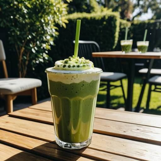 Charming Iced Matcha Latte in Garden