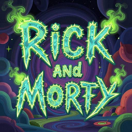 Rick and Morty Neon Portal Text