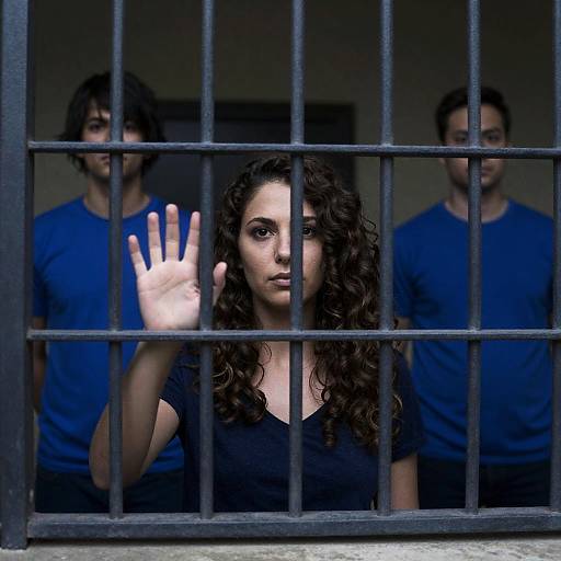 Tense Portrait Behind Metal Bars