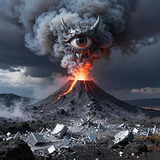 Cobalt Volcano with Demonic Eye Smoke