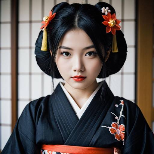 Young Woman in Traditional Japanese Kimono