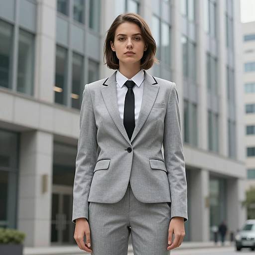 Businesswoman in Light Gray Suit