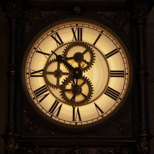 Ancient Clock and Luminous Pages