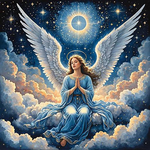 Ethereal Angel on Celestial Clouds