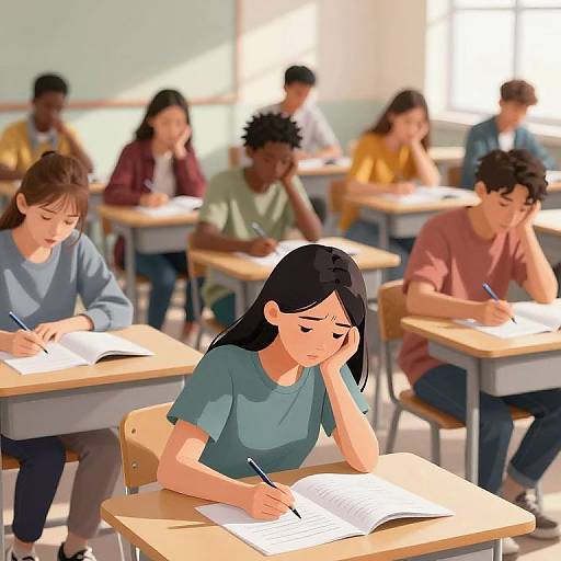 Diverse Students Taking Exam in Hall