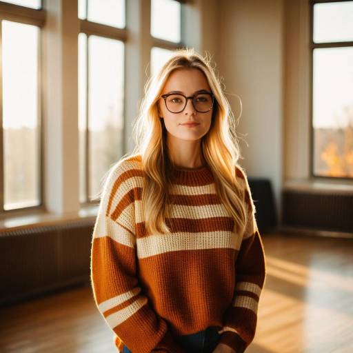Blonde Woman in Striped Sweater