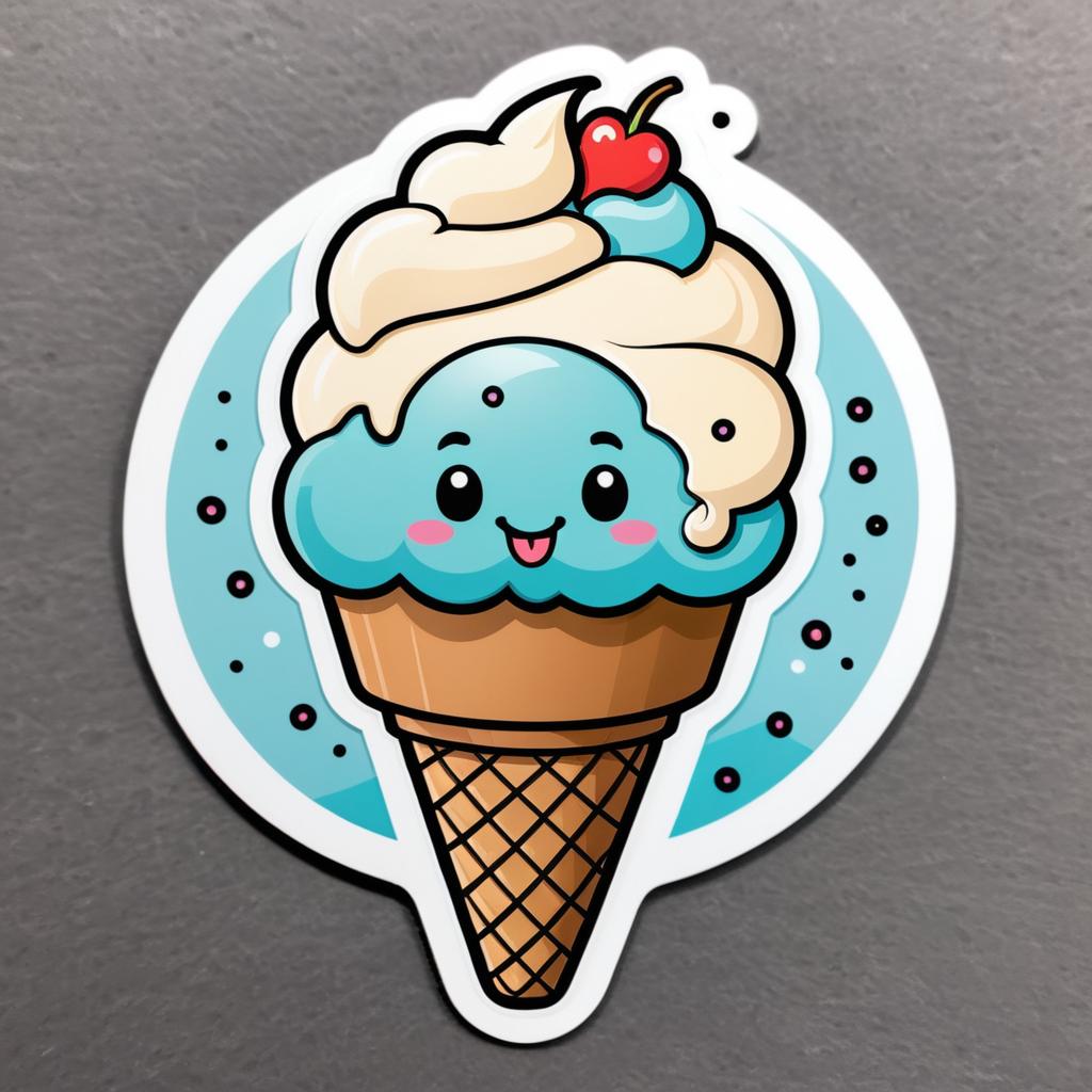 Kawaii Patina Ice Cream Character Sticker