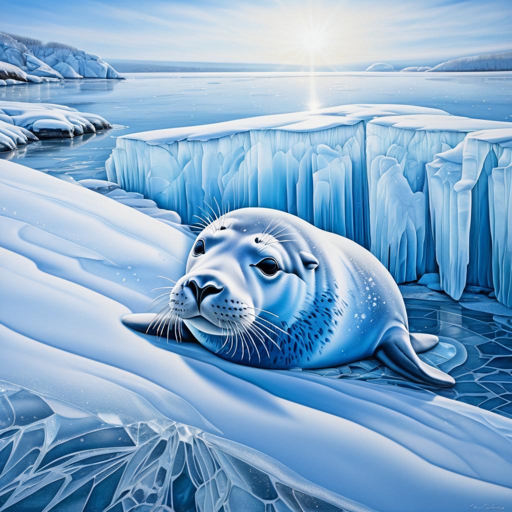 Photorealistic Ice Painting of a Seal