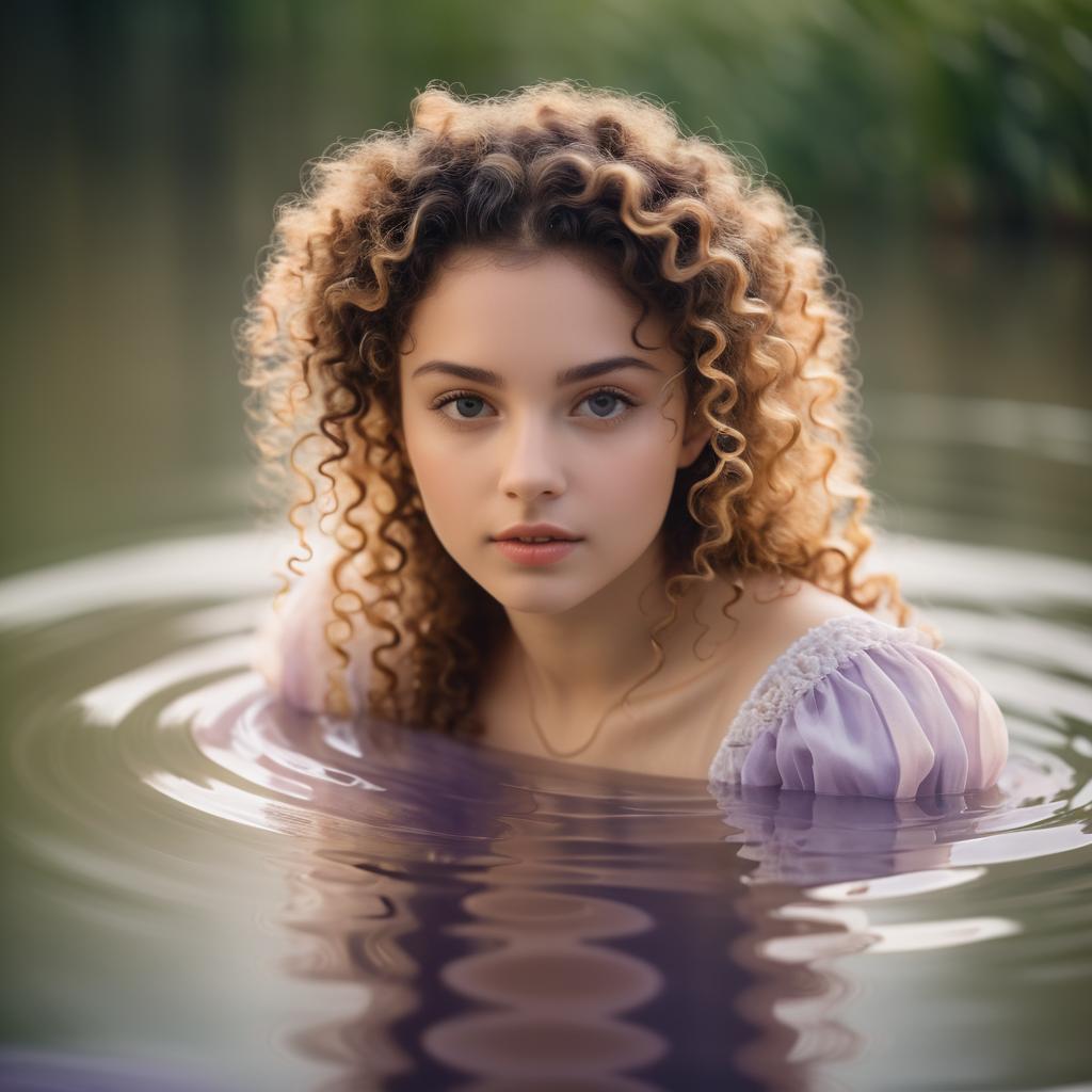 Elegant Girl in Serene Water Portrait