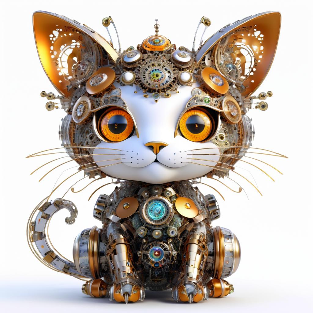 Ultra-Detailed 3D Render of Robot Cat