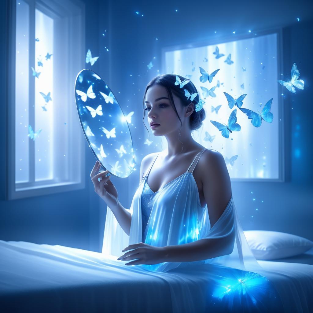 Ethereal Woman with Mystical Butterflies