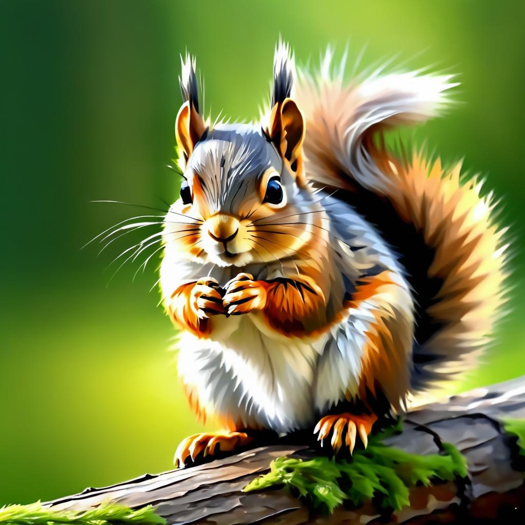 Hyper-Realistic Young Squirrel Oil Painting