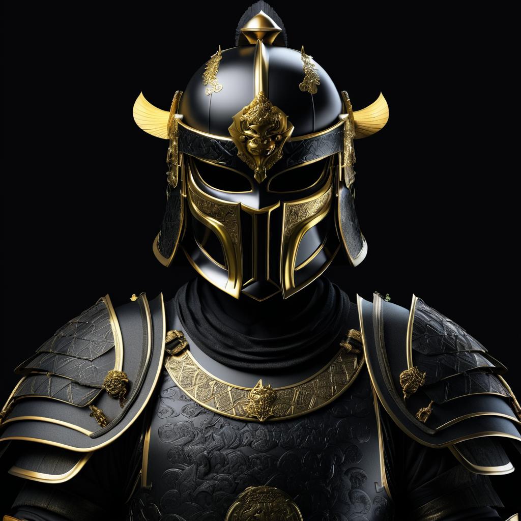 Dramatic Gilded Samurai Warrior Portrait