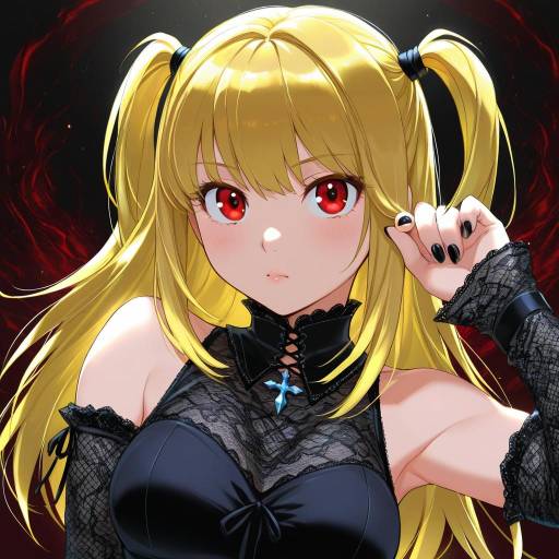 Illustration of Amane misa, death note in the style of Chamaruk