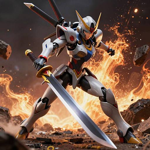 Epic Mecha Anime Battle Scene