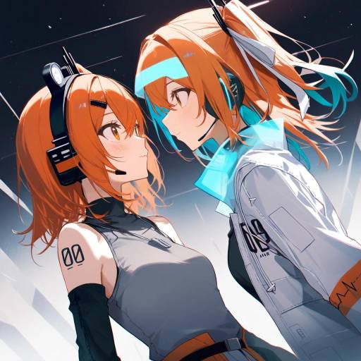 Futuristic Anime Girls Face to Face
