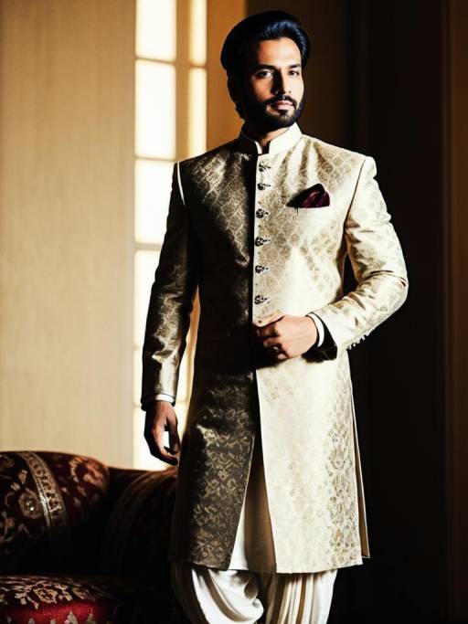 Cinematic Portrait of Elegant Man in Sherwani