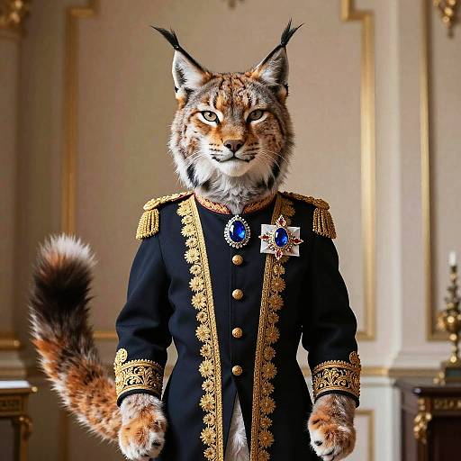 Anthropomorphic Lynx Presidential Portrait