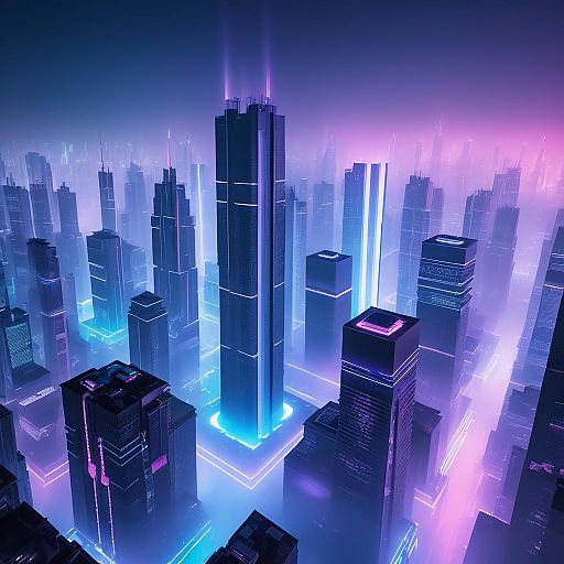 Dusk in a Neon-Illuminated Cityscape Dusk in a Neon-Illuminated Cityscape