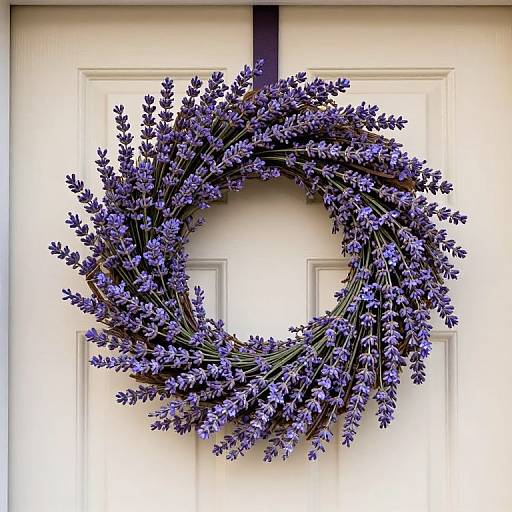 Lavender Wreath on Cream Door
