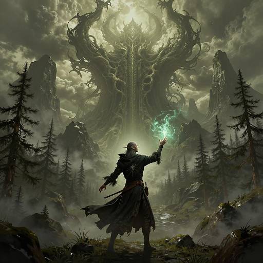 Epic Fantasy Landscape with Sorcerer