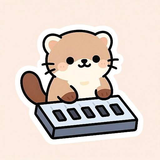 Kawaii Ferret Playing Synth Sticker