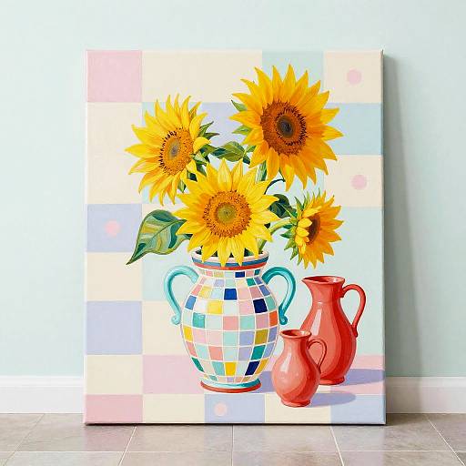 Memphis-Inspired Sunflower Still Life
