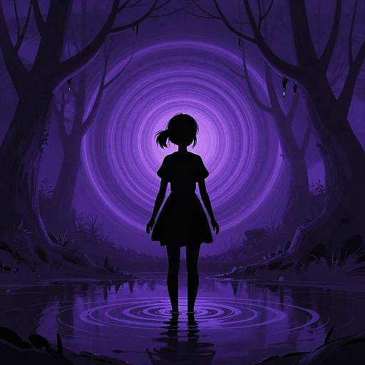 Eerie Silhouette in Hypnotic Forest