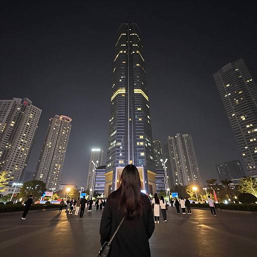 Urban Nightscape with Modern Skyscrapers