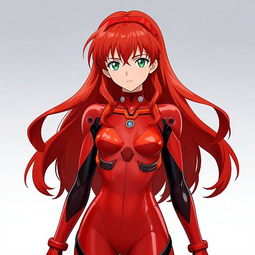 Anime-style digital drawing of Asuka Langley Soryu from 