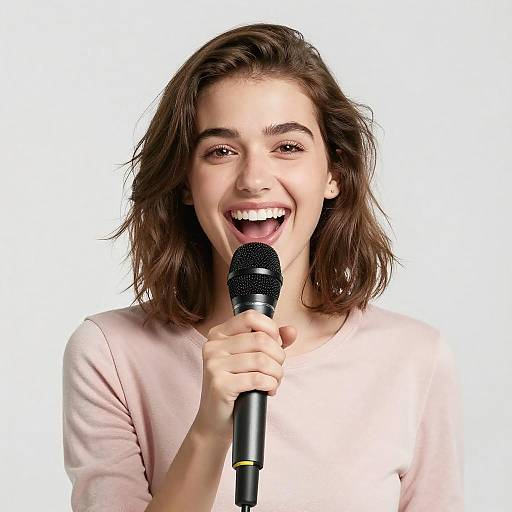 Energetic Young Woman Singing