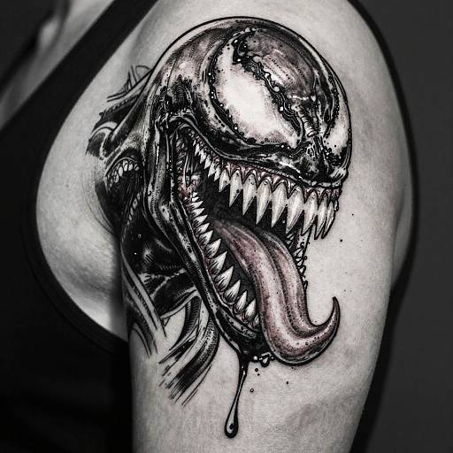 Venom Tattoo Black & White Art