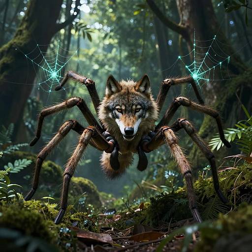Bioluminescent Spider-Wolf Hybrid Leap