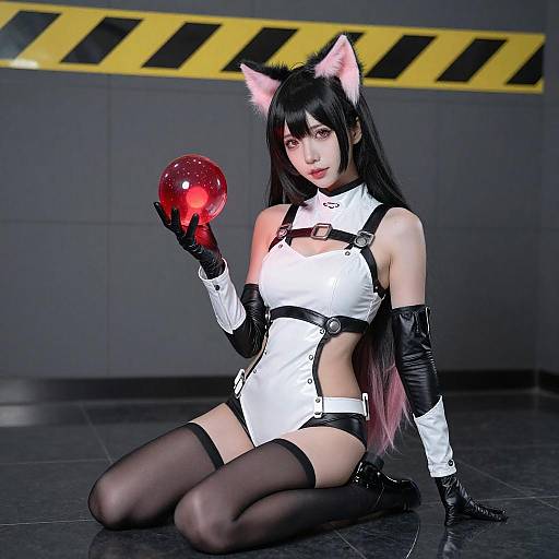 Futuristic Anime Woman with Glowing Orb