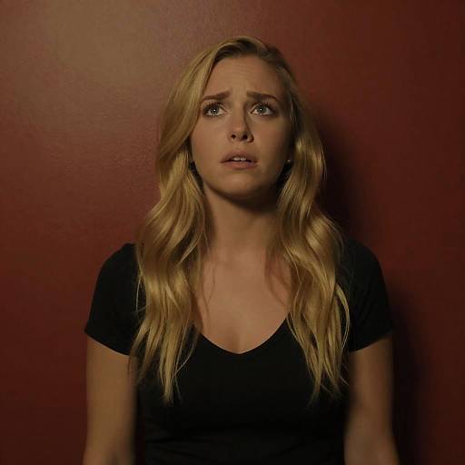 Blonde Woman in Dimly Lit Red Setting