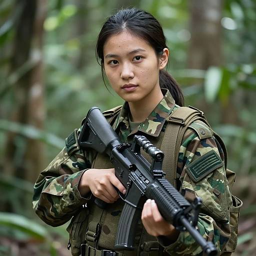 Photorealistic Soldier in Jungle Camouflage